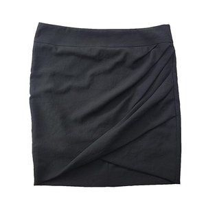 Helmut Lang Black Mini Twist Skirt Dry Crepe Women's P (0) Stretch Lined Draped